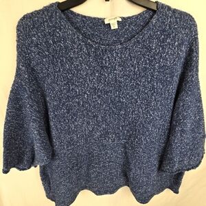 Purejill Cozy Blue Short Sleeve Sweater With Pockets Sz M
